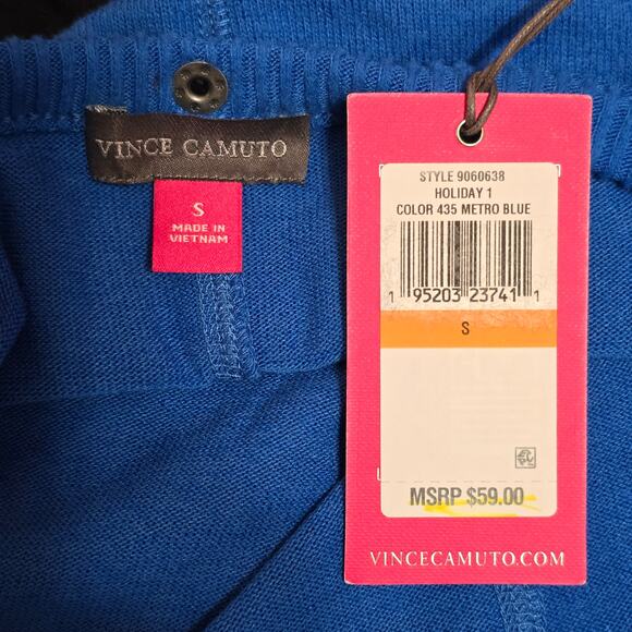 Vince Camuto Snap Trim Dolman Sweater Blue Knit in Metro Blue Small - Picture 5 of 5